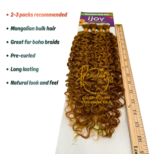 Ijoy Goddess Bob Mongolian Water Bulk Hair, 22", 100g