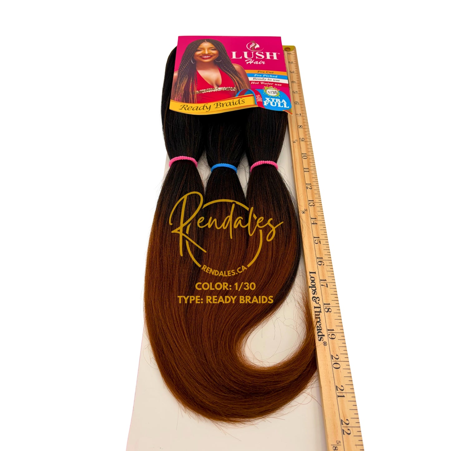 Tresses prêtes à l'emploi Lush Hair, Extensions de tresses crépues africaines, 60 cm pré-coupées, pré-étirées, 100 % fibres synthétiques, 3 paquets, Douces et brillantes, Prêtes à l'emploi à l'eau chaude, 180g