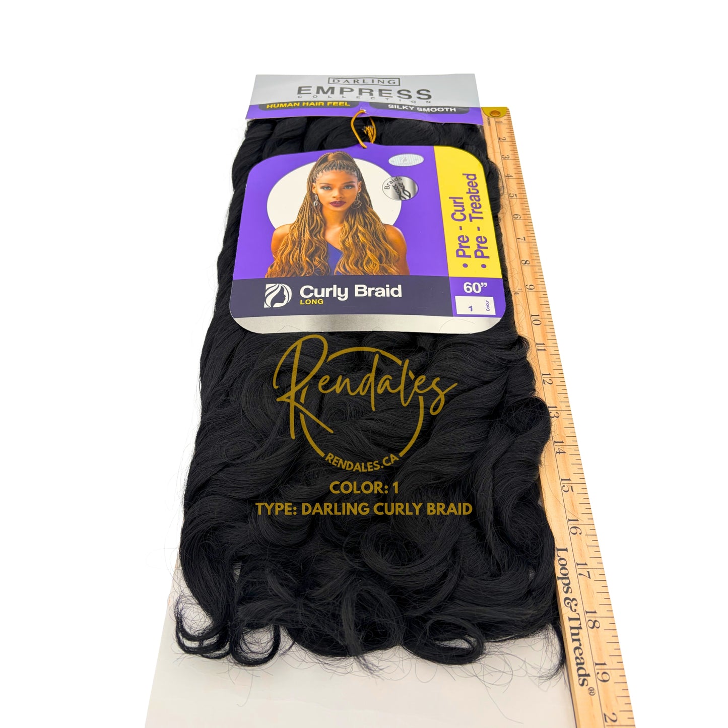 Cheveux à tresser Darling Curly Braid French Curls, 60" fibres synthétiques, 6 paquets, cheveux à tresser pré-étirés, pointes bouclées ou ondulées, tresses africaines, tresses déesse, tresses sans nœuds, 320g