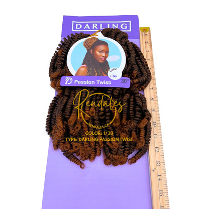 Darling Passion Twist, extensions de tresses au crochet, cheveux africains crépus, 30" pré-coupés, pré-étirés, fibre synthétique, 2-4 paquets, doux et brillants, 120g - 240g