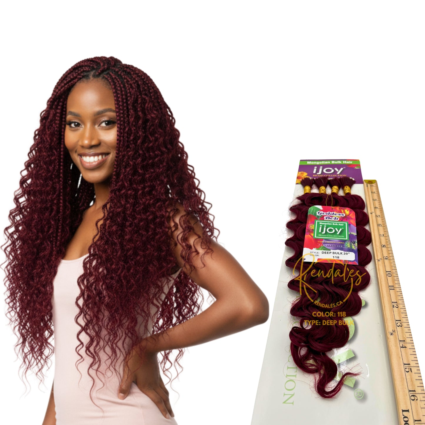 Ijoy Goddess Bob Mongolian Deep Bulk Hair, 20", 100g