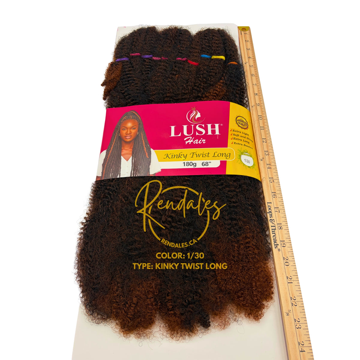 Lush Kinky Twist Long, 68", African hair, Kinky, Synthetic, 180g