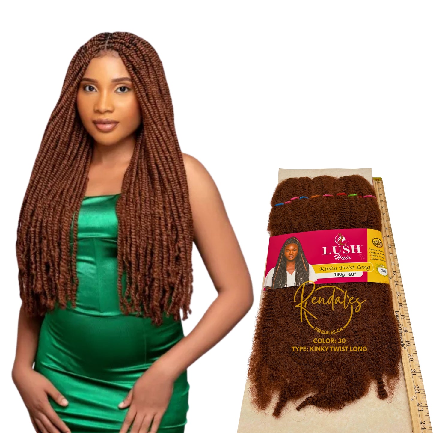Lush Hair Kinky Twist Long, 68", 180g
