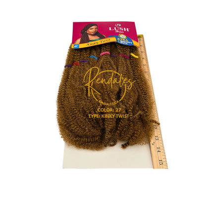 Lush Hair Kinky Twist, Extensions de tresses au crochet, Cheveux Kinky africains 24", Fibre synthétique, Doux, Lisse, Souple, Aspect naturel, 100g