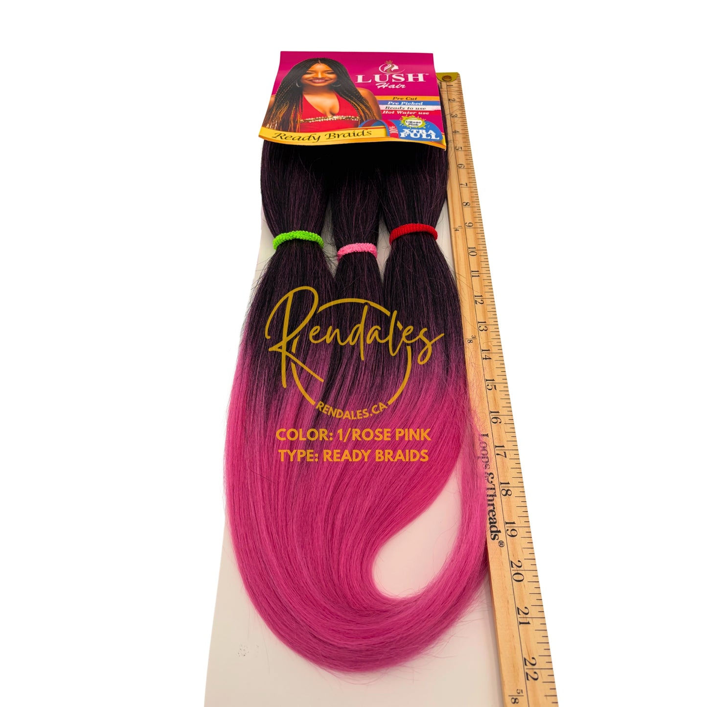 Tresses prêtes à l'emploi Lush Hair, Extensions de tresses crépues africaines, 60 cm pré-coupées, pré-étirées, 100 % fibres synthétiques, 3 paquets, Douces et brillantes, Prêtes à l'emploi à l'eau chaude, 180g