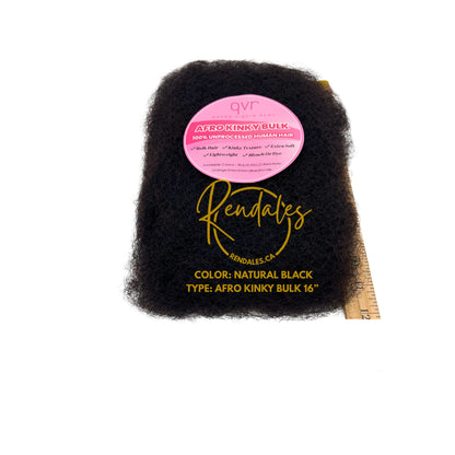 QVR Afro Kinky Echthaar Bulk, 16 - 18 Zoll, 50g